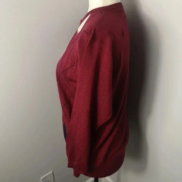 Vintage Pringle of Scotland Argyle cardigan burgundy - Picture 7 of 10